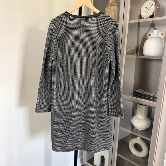 Ralph Lauren Black Label Cashmere Leather Trim Cardigan L Herringbone Gray Coat - Picture 4 of 6